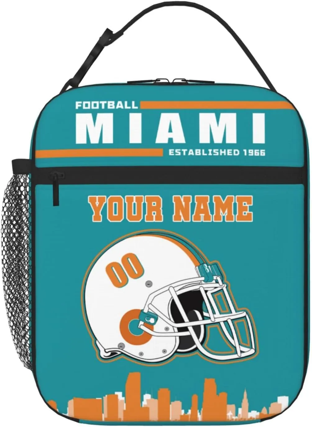 Miami Lunch Box Personalized Adjustable Insulated Lunch Bag Handbag Add Name Number Portable Tote Bag for Women Men