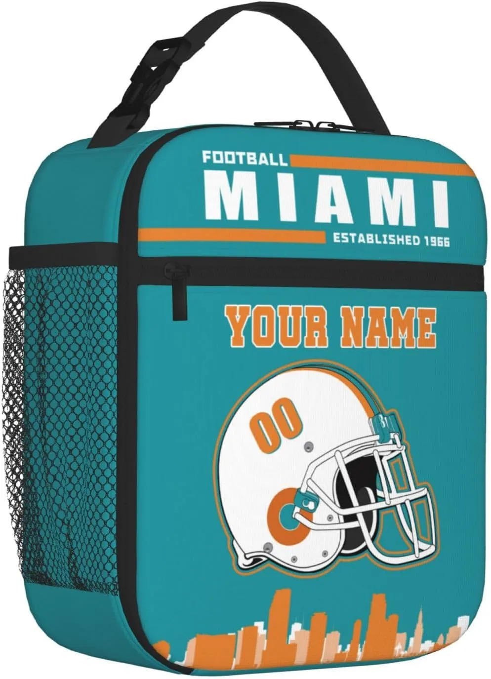 Miami Lunch Box Personalized Adjustable Insulated Lunch Bag Handbag Add Name Number Portable Tote Bag for Women Men