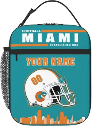 Miami Lunch Box Personalized Adjustable Insulated Lunch Bag Handbag Add Name Number Portable Tote Bag for Women Men
