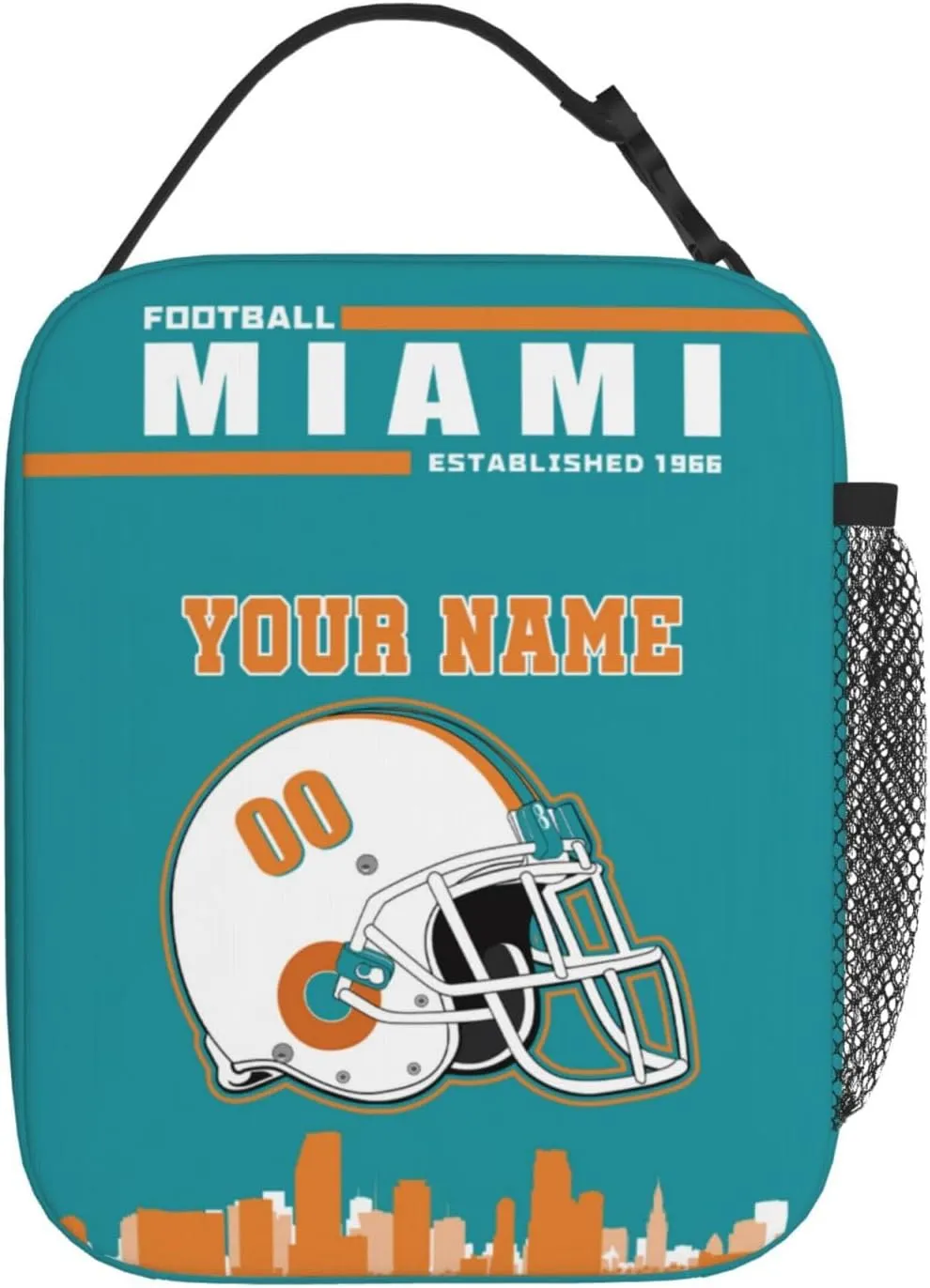 Miami Lunch Box Personalized Adjustable Insulated Lunch Bag Handbag Add Name Number Portable Tote Bag for Women Men