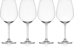 Mikasa Lana Bordeaux Red Wine Glasses, Set of 4, 22 Ounce, Clear