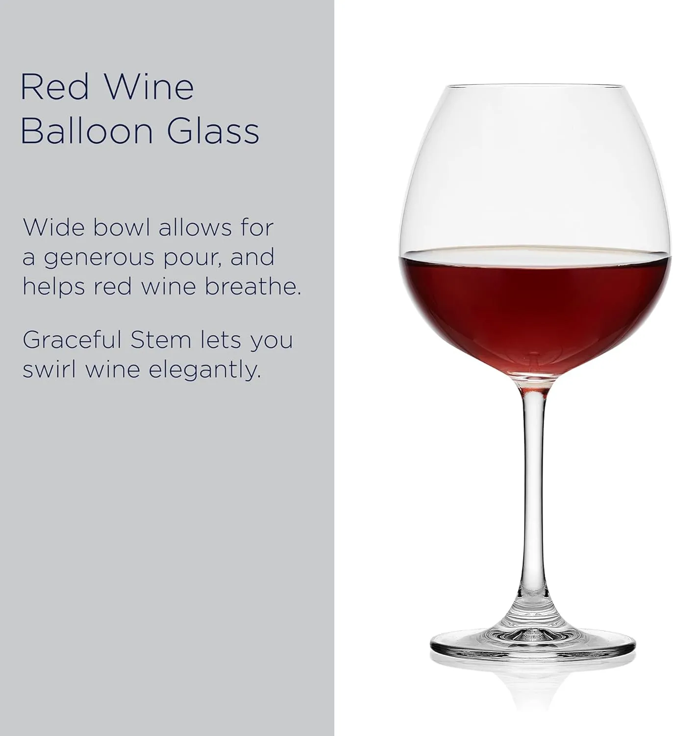 Mikasa Lana Red Wine Balloon Glasses, Set of 4, 23 Ounce, Clear