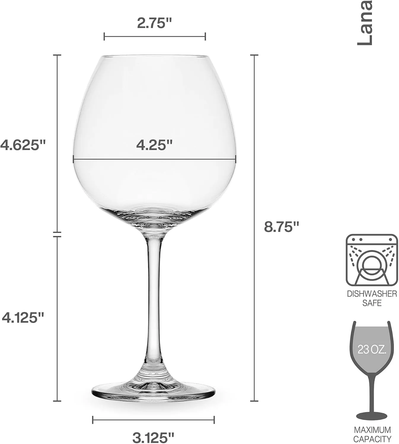 Mikasa Lana Red Wine Balloon Glasses, Set of 4, 23 Ounce, Clear