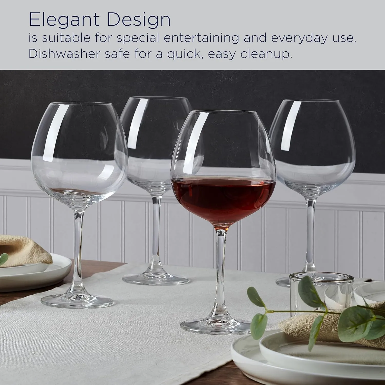 Mikasa Lana Red Wine Balloon Glasses, Set of 4, 23 Ounce, Clear