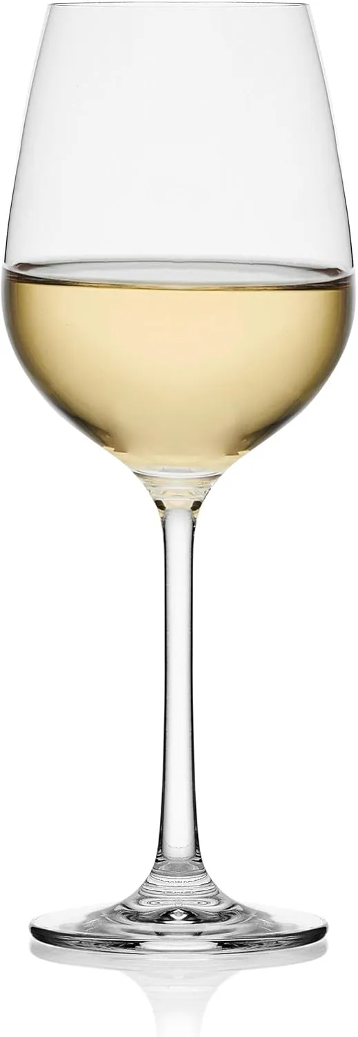 Mikasa Lana White Wine Glasses, Set of 4, 8.25 Ounce, Clear