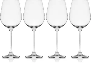 Mikasa Lana White Wine Glasses, Set of 4, 8.25 Ounce, Clear