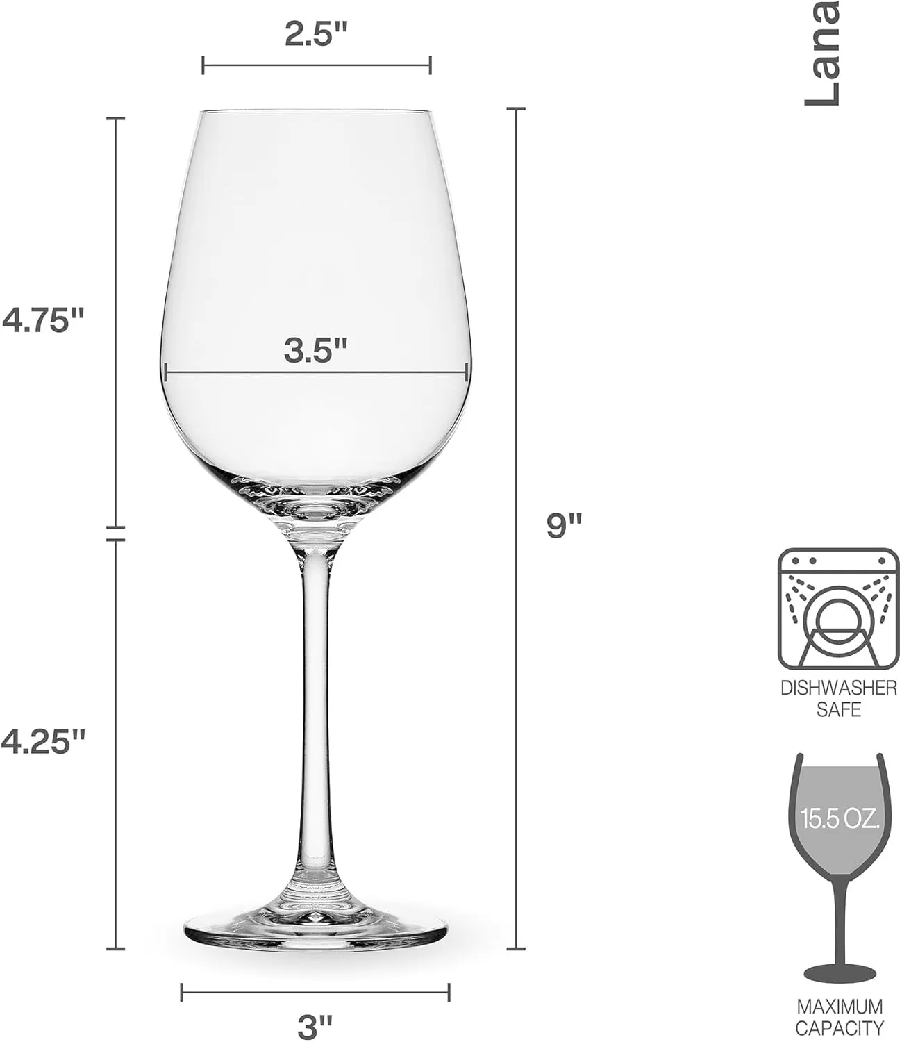 Mikasa Lana White Wine Glasses, Set of 4, 8.25 Ounce, Clear