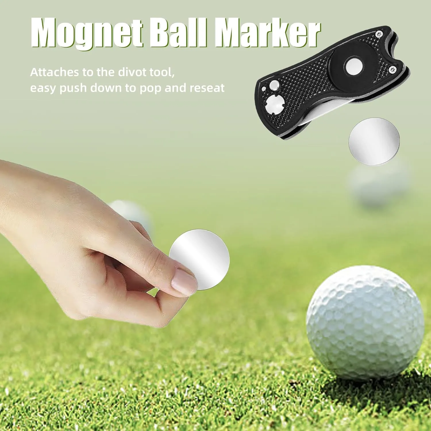 Mile High Life Golf Divot Repair Tool, All Metal Foldable Divot Tool with Pop-up Button & Magnetic Ball Marker, 2-6 Pack