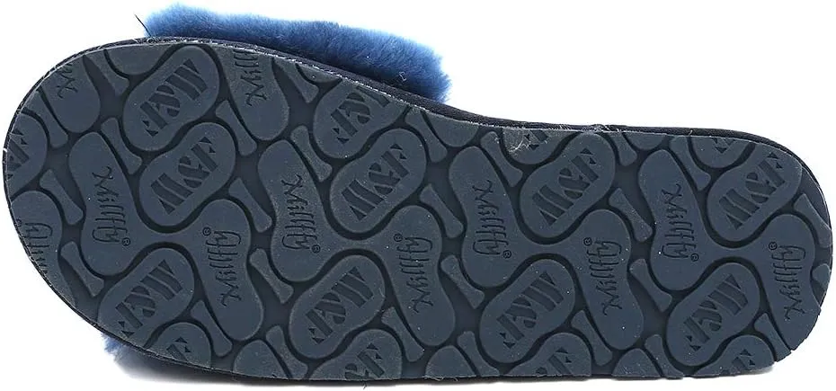 Millffy Women's Wool Fur Slippers Sheepskin Leather Slippers Shearling Fur Fluffy Fuzzy House Bedroom Shoes Slides