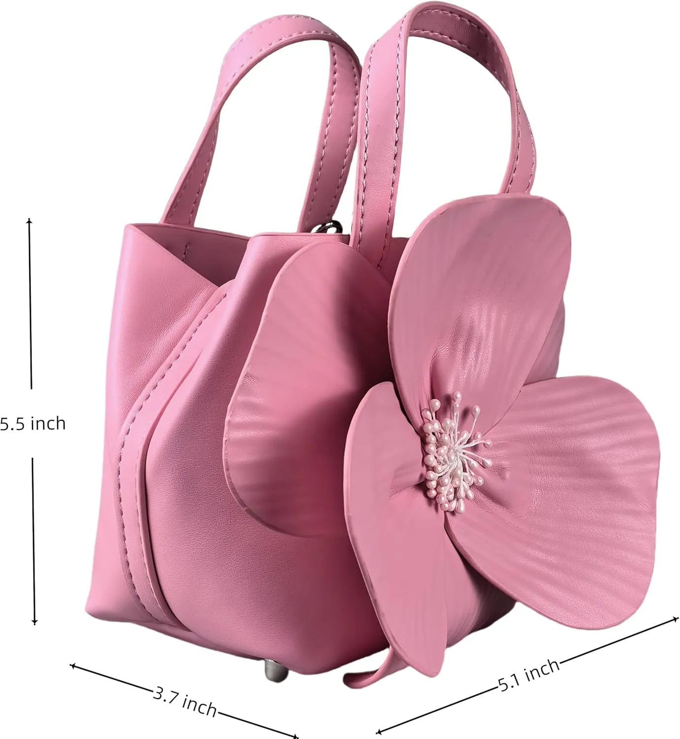 Mini Flower Evening Bag, Floral Purse Party PU Leather Mini Handbag Tote for Women