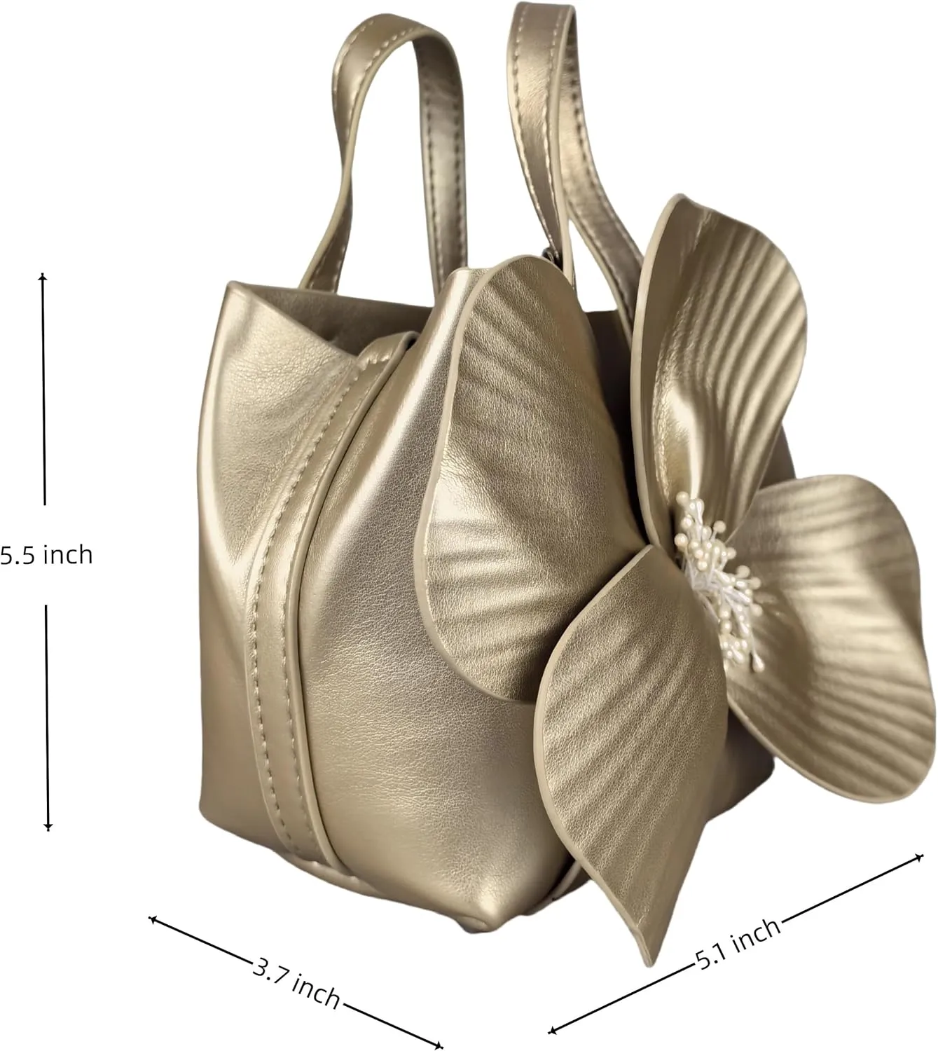Mini Flower Evening Bag, Floral Purse Party PU Leather Mini Handbag Tote for Women