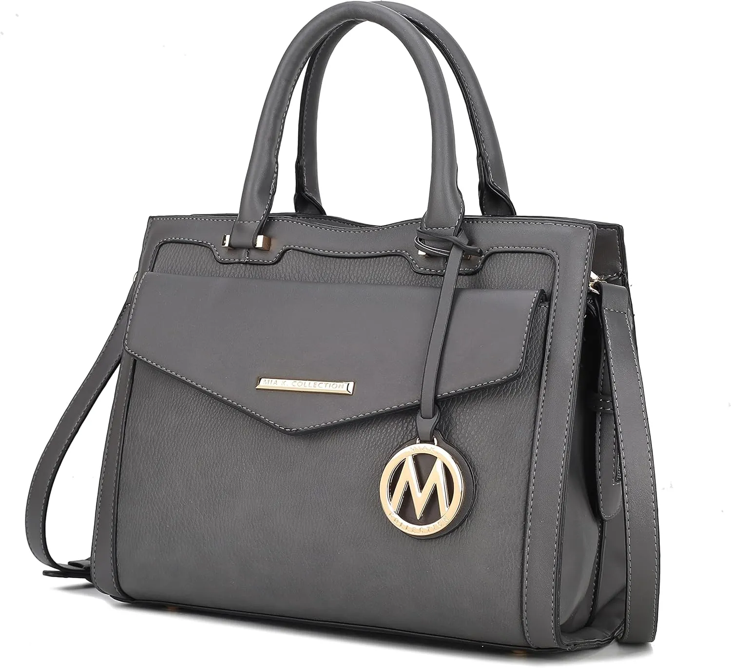 MKF Collection Women's Shoulder Bag, PU Leather Purse, Satchel Bag Crossbody Strap, Top Handle Large Handbag by Mia K