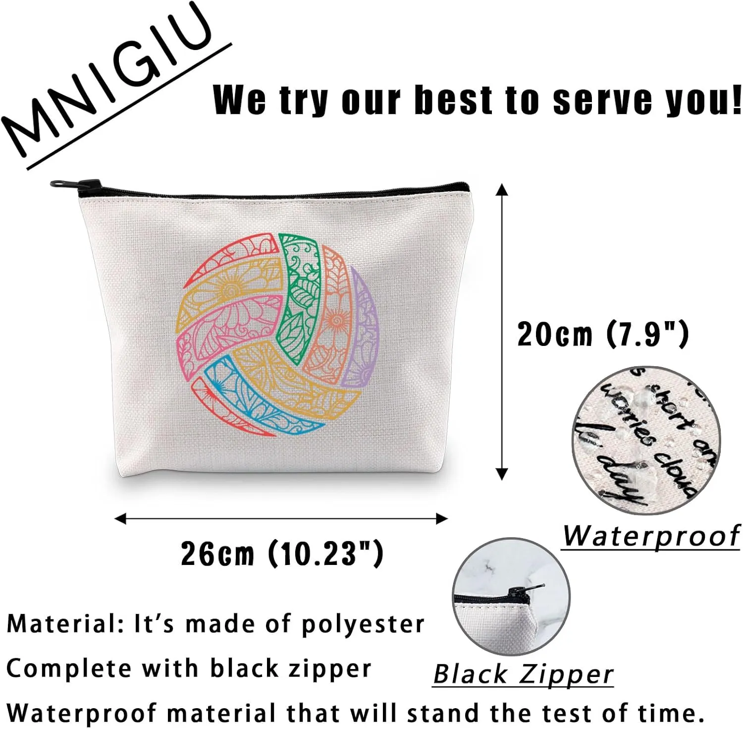 MNIGIU Volleyball Lover Gifts - Makeup Bag & Street Ball Lover Gift