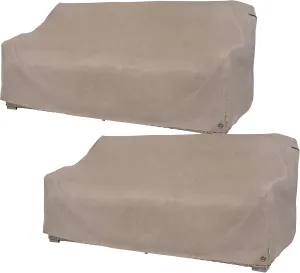 MODERN LEISURE Garrison Patio Loveseat Cover, Waterproof, 2-Pack, 82.5" L x 38" W x 38.25" H, Sandstone