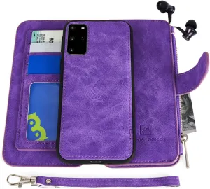 MODOS LOGICOS Case for Samsung Galaxy S20  / S20  5G, [Detachable Wallet][2 in 1][Zipper Cash Storage][14 Card Slots 1 Id Window] PU Leather Purse with Removable Inner Magnetic TPU Case - Purple