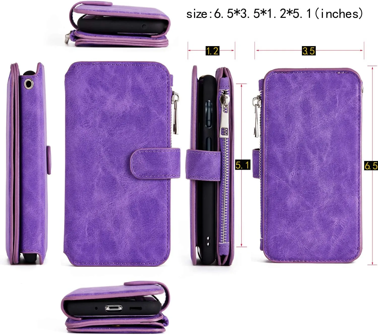 MODOS LOGICOS Case for Samsung Galaxy S20  / S20  5G, [Detachable Wallet][2 in 1][Zipper Cash Storage][14 Card Slots 1 Id Window] PU Leather Purse with Removable Inner Magnetic TPU Case - Purple
