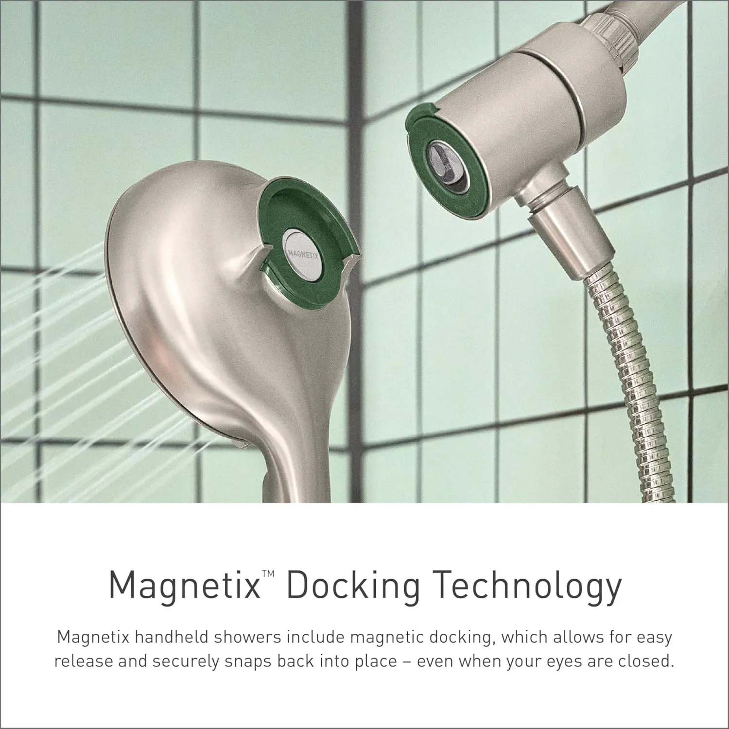 Moen 26100EPSRN Engage Magnetix Eco-Performance Six-Function Detachable Handheld Shower Head with Magnetic Docking System and 60-Inch Hose, Showerhead, Spot Resist Brushed Nickel