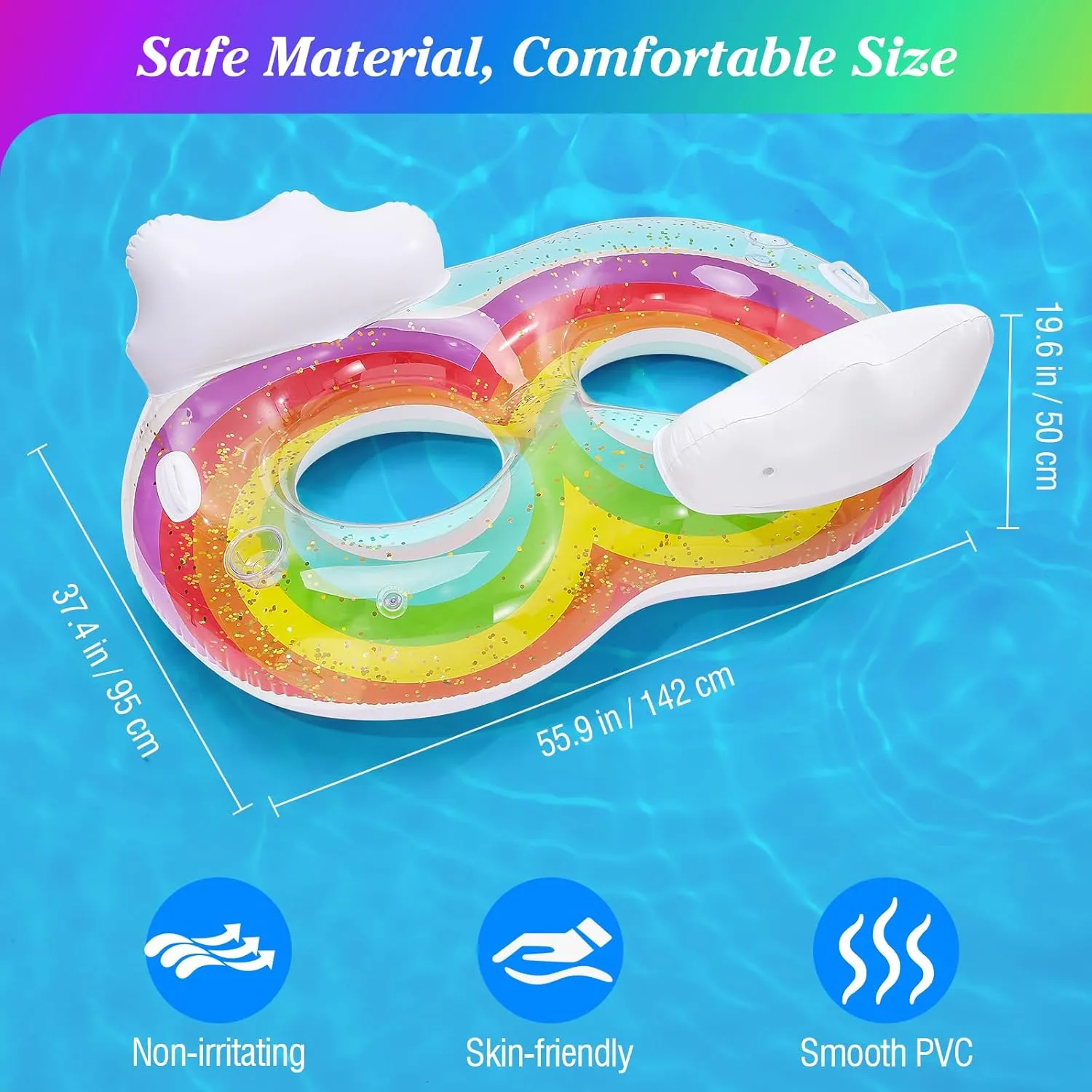 MoKo Pool Floats Adult, Inflatable Chairs, Pool Floaties, Inflatable Pool Toys with Cup Holders for Beach Party Water Park