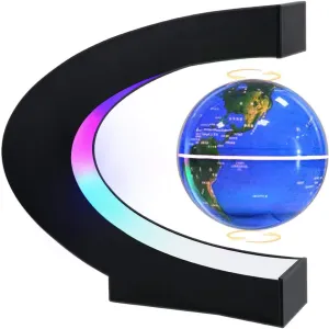 MOKOQI Magnetic Levitating Globe with LED Light, Cool Tech Gift for Men Father Boys and Girls, Birthday Gifts for Kids, Floating Globes World Desk Gadget Decor in Office Home Display (Blue)