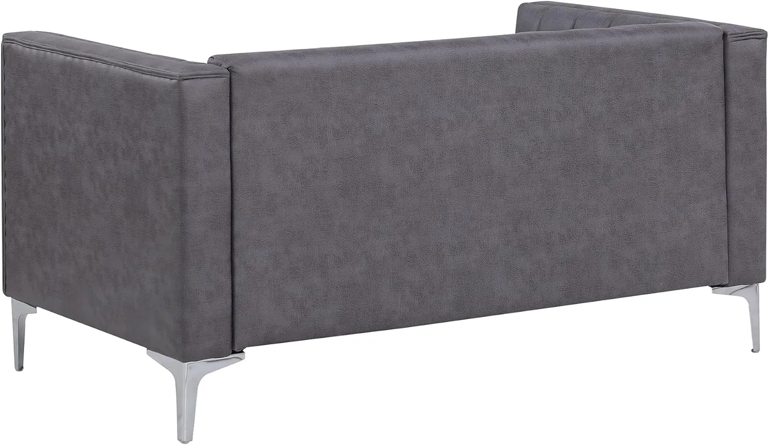 Morden Fort Faux Leather Loveseat Sofa, 55" Modern Hightech Fabric Loveseat Easy to Clean and Install Furniture, Small Faux Leather Couch Loveseat for Living Room Lounge Office to Read and Relax Grey