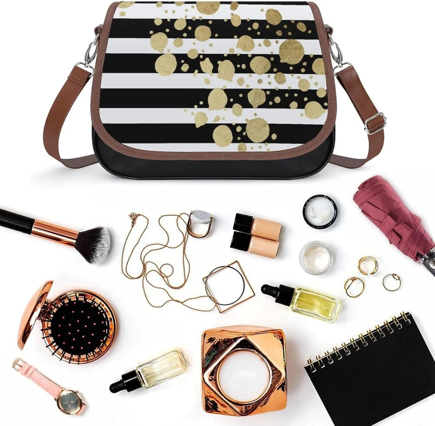 Mother of Pearl Leather Shoulder Bag with Detachable Shoulder Strap Versatile for Daily Use