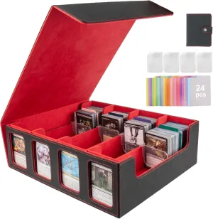 MTG Deck Box for Trading Cards with 4 Card Supporters, 3200  Card Storage with Cards Dividers, Commander Display Window and Mini Card Binder