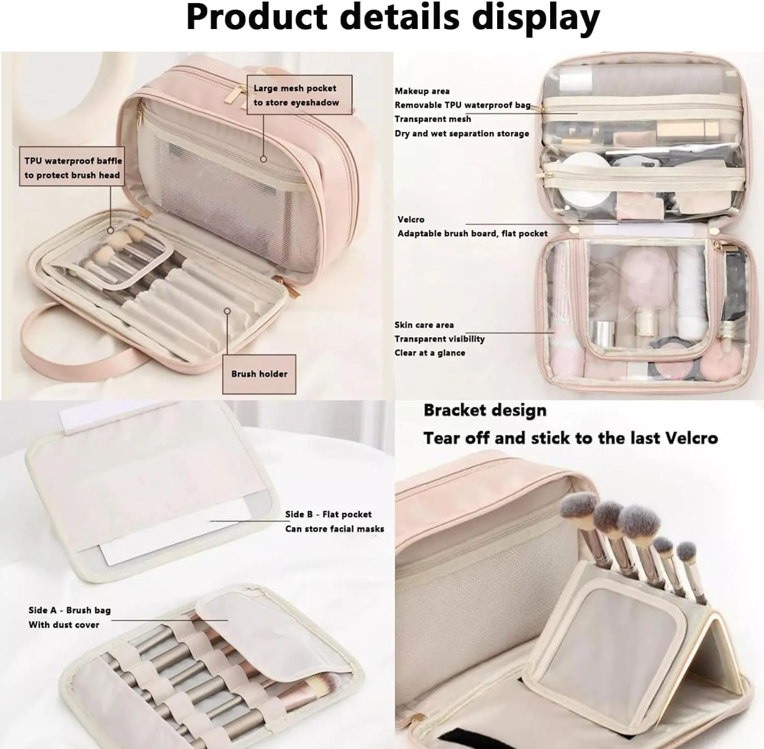 Multi-Compartment Toiletry Cosmetics Bag,Consulbefor Bag-Multi Compartment Toiletry/Cosmetic Bag,Set Patient Travel Makeup Bag,PU Leather Set Patient Cosmetic Bag (White)