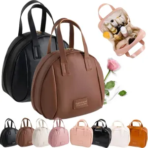 Multi-Layered Shell-Shaped Cosmetic Bag, Lightly Travel Shell Shaped Cosmetic Makeup Bag with Compartments, Waterproof PU Leather Toiletry Bag Handbag Pouch for Women (2pcs 1#)