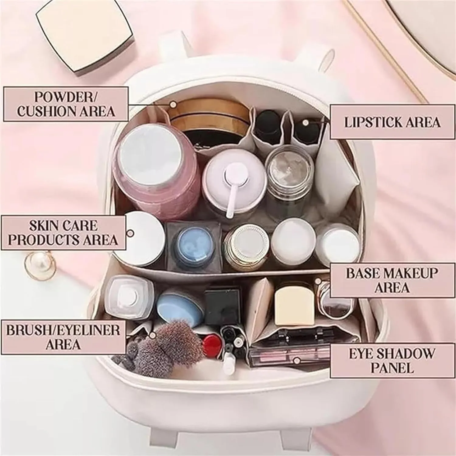 Multi-Layered Shell-Shaped Cosmetic Bag, Lightly Travel Shell Shaped Cosmetic Makeup Bag with Compartments, Waterproof PU Leather Toiletry Bag Handbag Pouch for Women (2pcs2 B#)