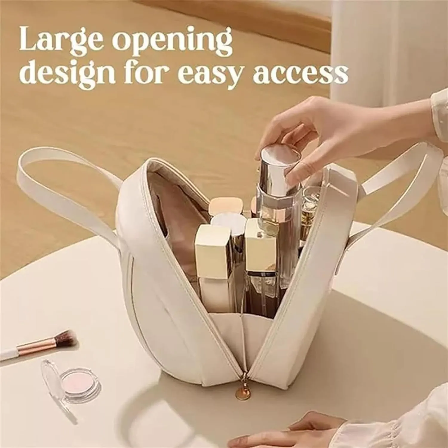Multi-Layered Shell-Shaped Cosmetic Bag, Lightly Travel Shell Shaped Cosmetic Makeup Bag with Compartments, Waterproof PU Leather Toiletry Bag Handbag Pouch for Women (2pcs2 B#)