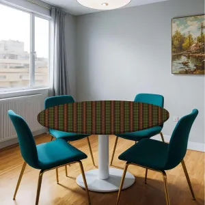 Multicolor Round Tablecloth with Elastic Edge Striped Traditional Geometric Tablecloth Elastic Fitted Edge Table Cloth Round Table Cover Classical Checkered Fit for 40"-43" Table