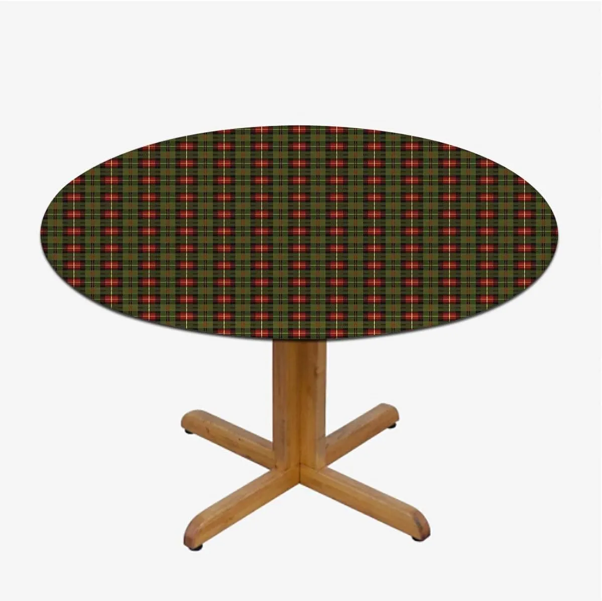 Multicolor Round Tablecloth with Elastic Edge Striped Traditional Geometric Tablecloth Elastic Fitted Edge Table Cloth Round Table Cover Classical Checkered Fit for 40"-43" Table