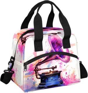 Music Lunch Bag Reusable Lunch Tote Bag Phonograph Insulated Thermal Cooler Lunch Box Leakproof Meal Prep Lunch Bags for Women Men Work Travel Outdoor Picnic
