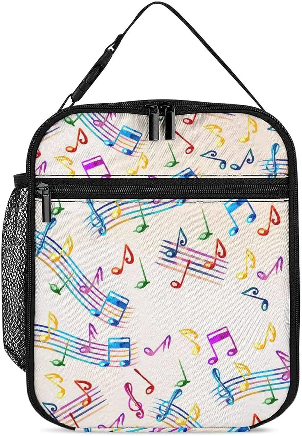 Musical-with-staves Pattern Large Double Insulated Cooler Lunch Bag for Women Men, Reusable Lunch Box for Office Travel Picnic