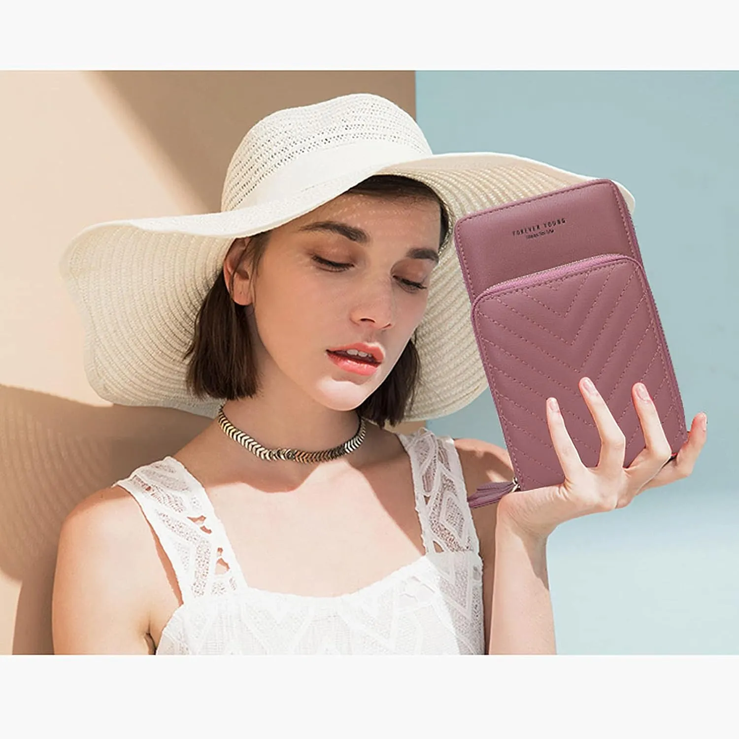myfriday Small Crossbody Cell Phone Bag for Women, Mini Over Shoulder Handbag Purse with Credit Card Slots