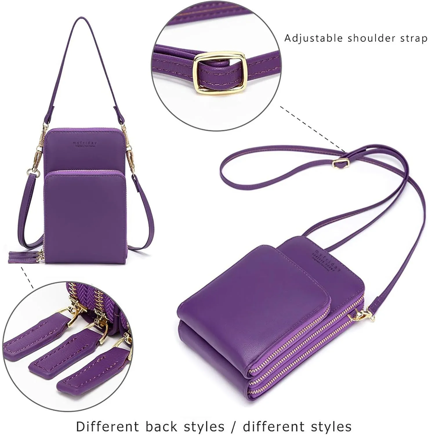 myfriday Small Crossbody Cell Phone Bag for Women, Mini Over Shoulder Handbag Purse with Credit Card Slots