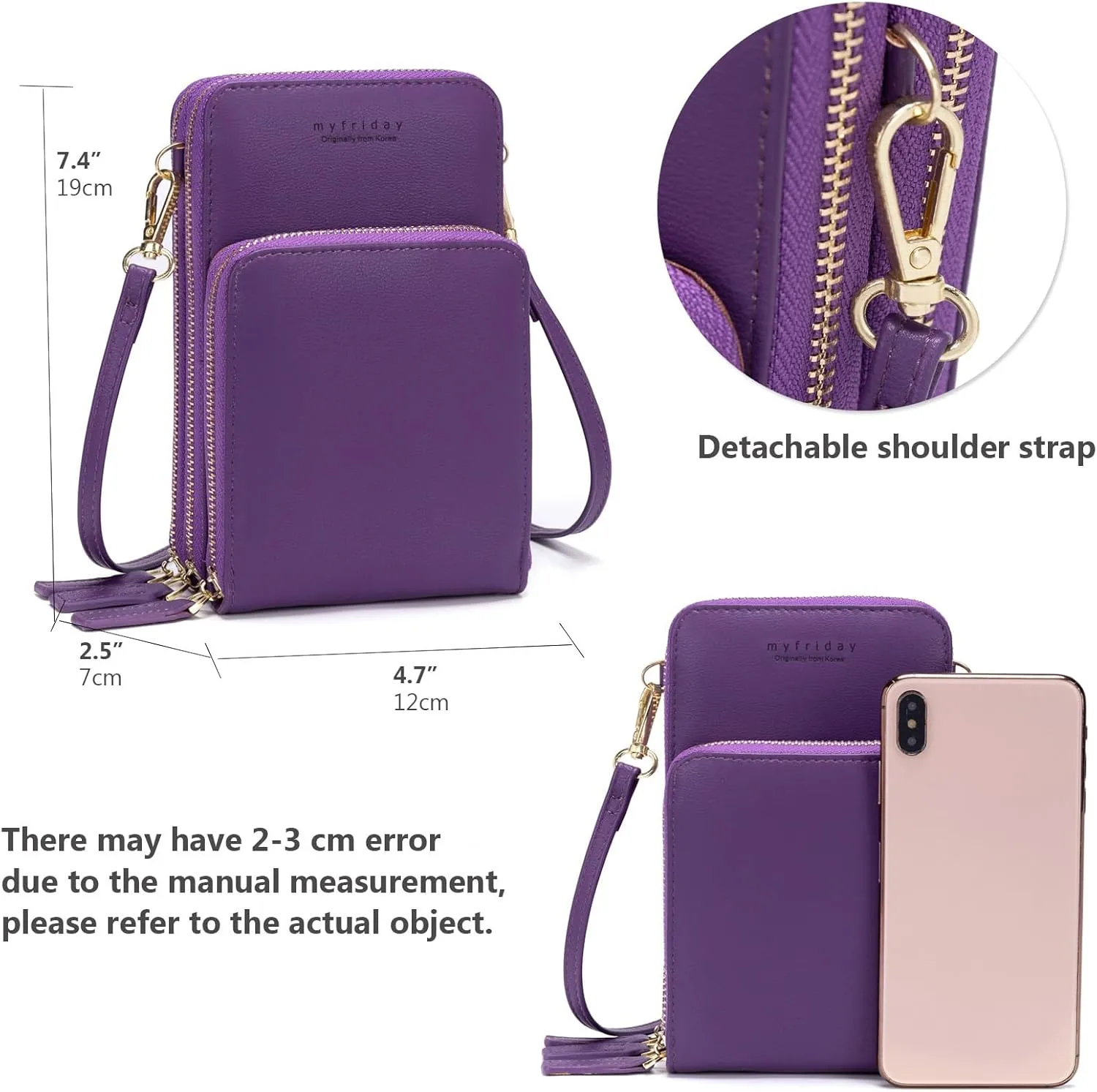 myfriday Small Crossbody Cell Phone Bag for Women, Mini Over Shoulder Handbag Purse with Credit Card Slots