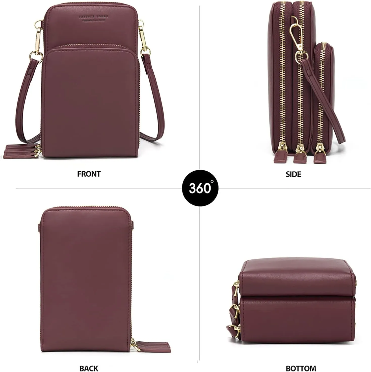 myfriday Small Crossbody Cell Phone Bag for Women, Mini Over Shoulder Handbag Purse with Credit Card Slots