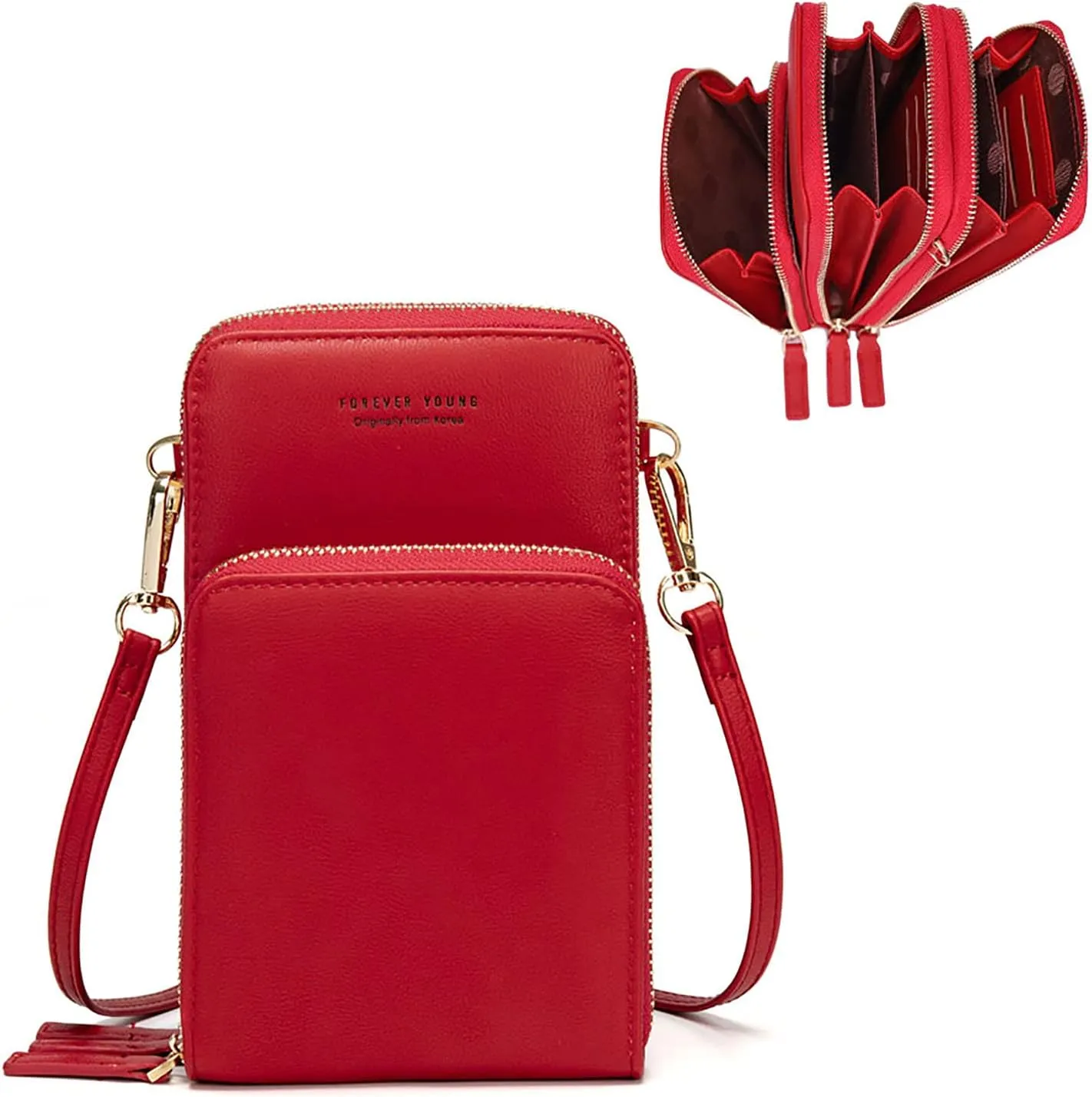 myfriday Small Crossbody Cell Phone Bag for Women, Mini Over Shoulder Handbag Purse with Credit Card Slots