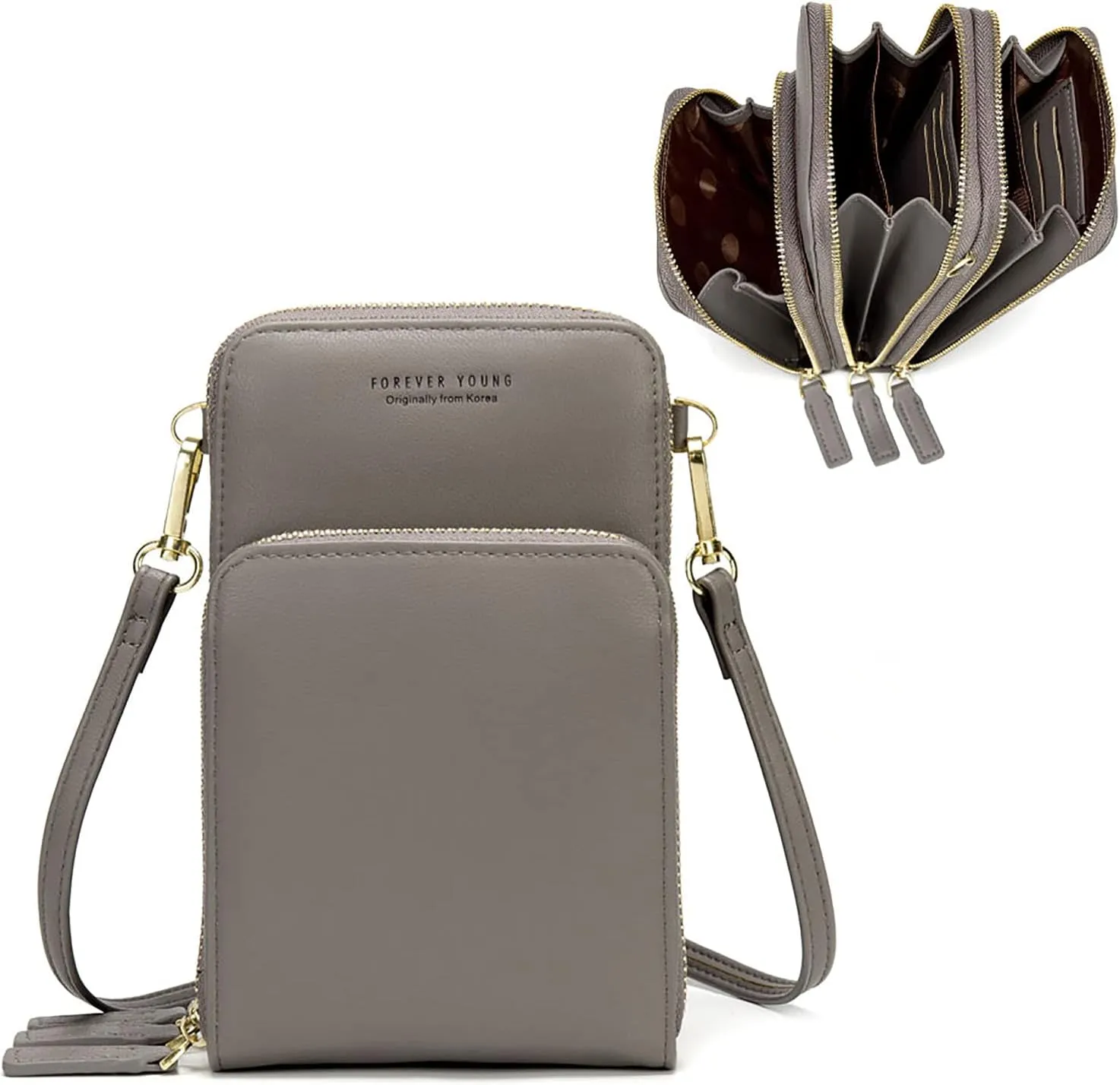 myfriday Small Crossbody Cell Phone Bag for Women, Mini Over Shoulder Handbag Purse with Credit Card Slots