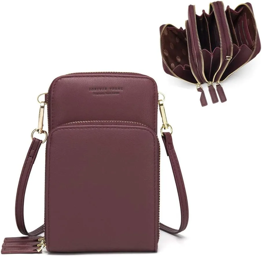 myfriday Small Crossbody Cell Phone Bag for Women, Mini Over Shoulder Handbag Purse with Credit Card Slots