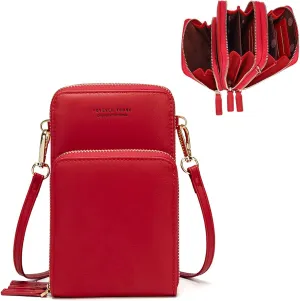 myfriday Small Crossbody Cell Phone Bag for Women, Mini Over Shoulder Handbag Purse with Credit Card Slots
