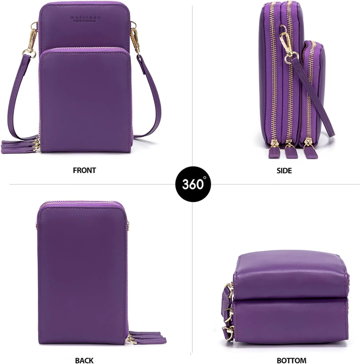 myfriday Small Crossbody Cell Phone Bag for Women, Mini Over Shoulder Handbag Purse with Credit Card Slots