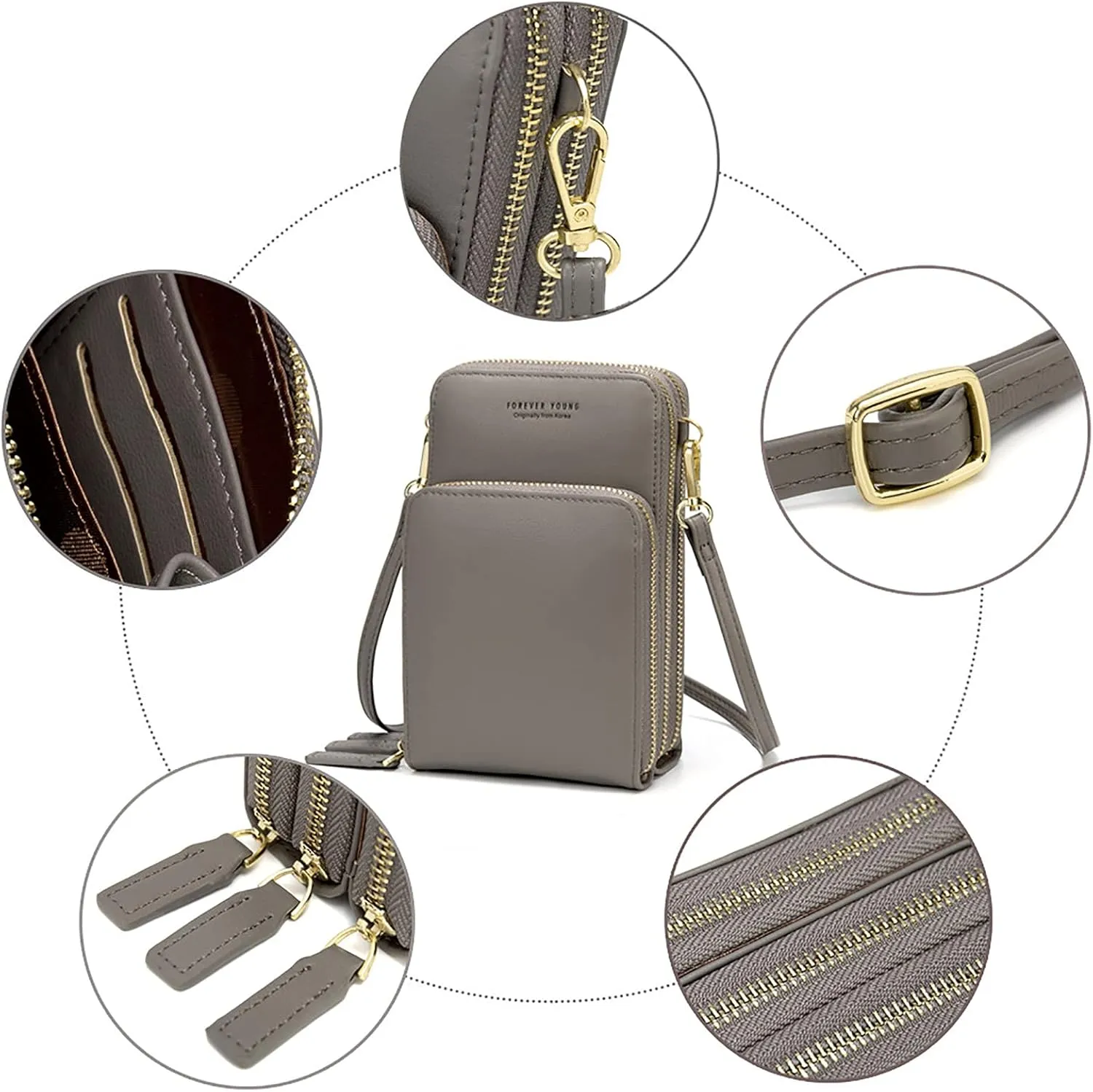 myfriday Small Crossbody Cell Phone Bag for Women, Mini Over Shoulder Handbag Purse with Credit Card Slots