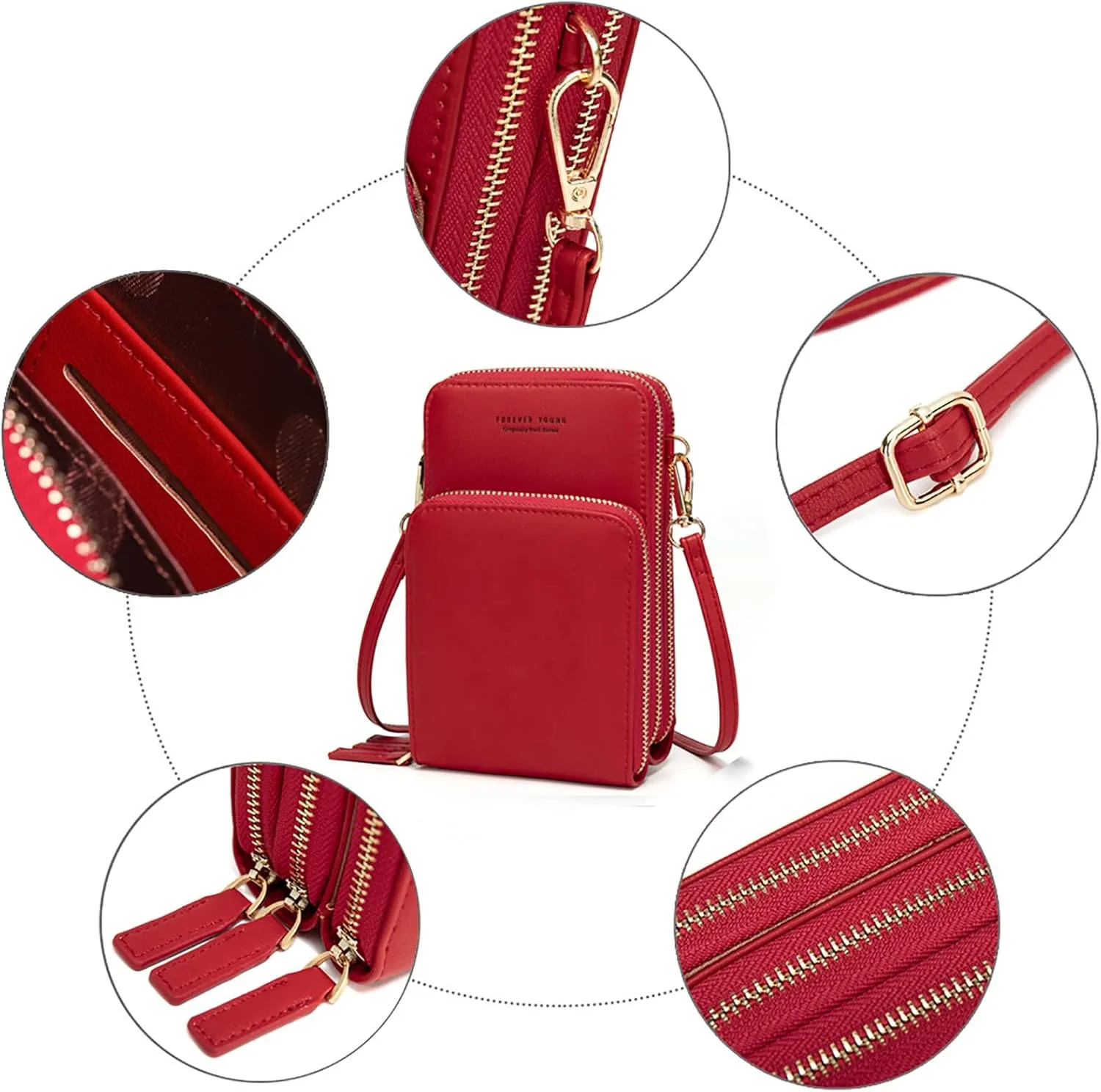 myfriday Small Crossbody Cell Phone Bag for Women, Mini Over Shoulder Handbag Purse with Credit Card Slots