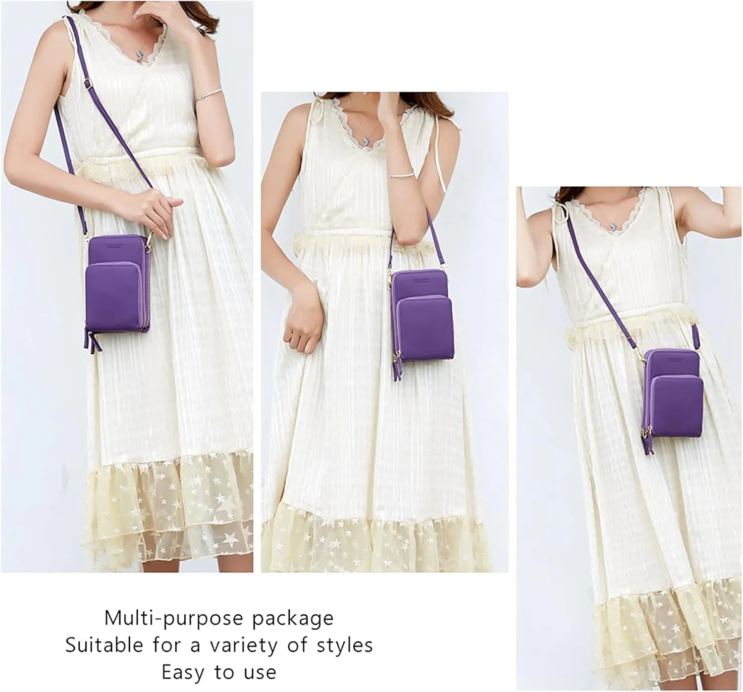 myfriday Small Crossbody Cell Phone Bag for Women, Mini Over Shoulder Handbag Purse with Credit Card Slots