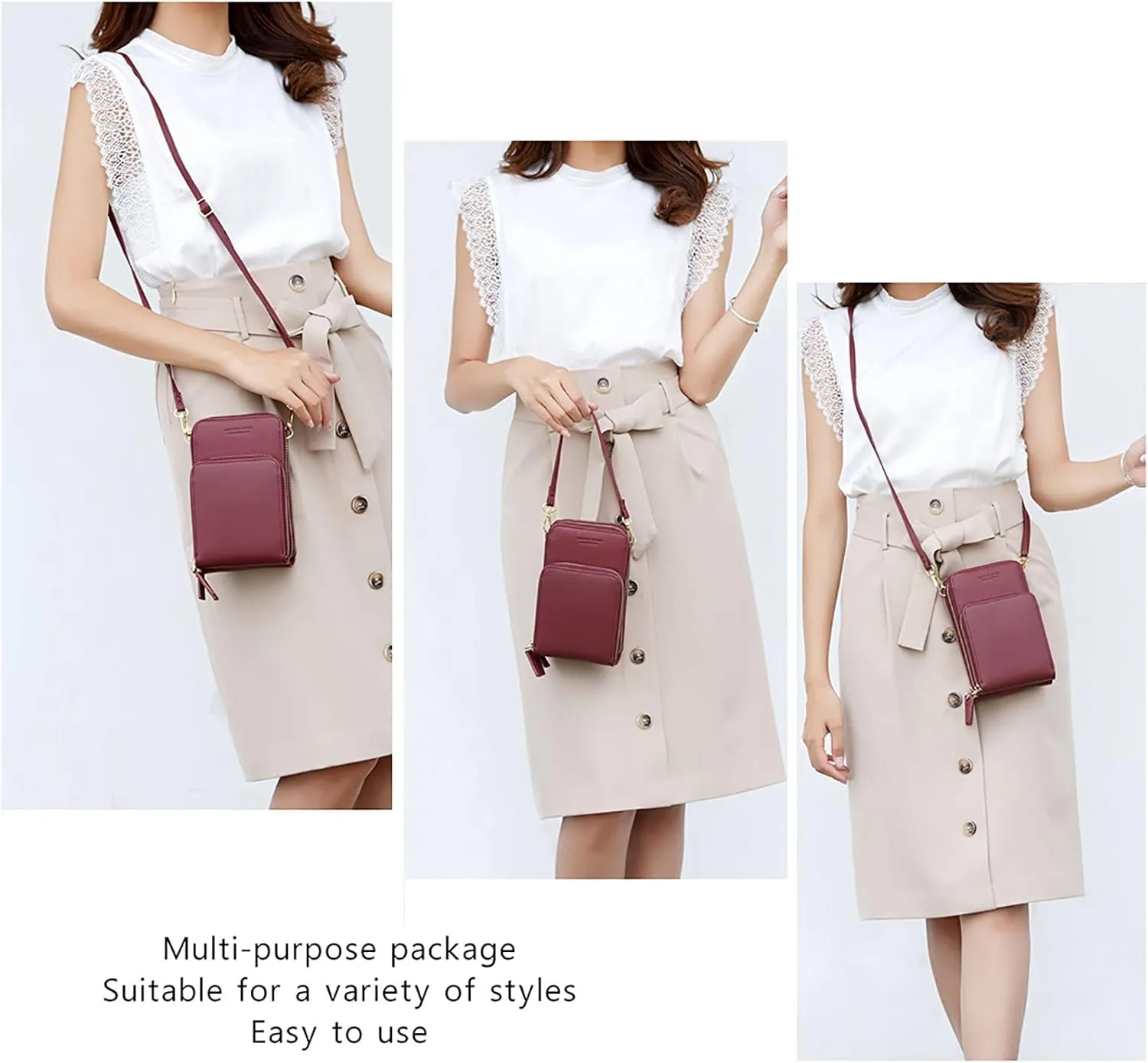 myfriday Small Crossbody Cell Phone Bag for Women, Mini Over Shoulder Handbag Purse with Credit Card Slots
