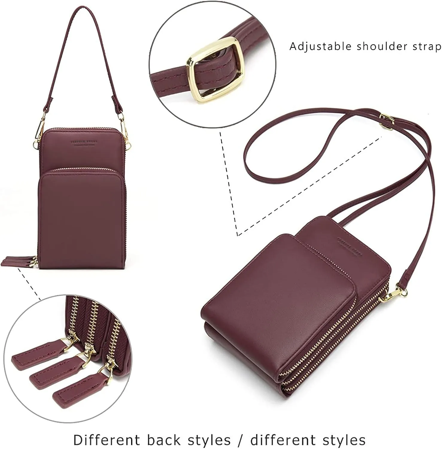 myfriday Small Crossbody Cell Phone Bag for Women, Mini Over Shoulder Handbag Purse with Credit Card Slots