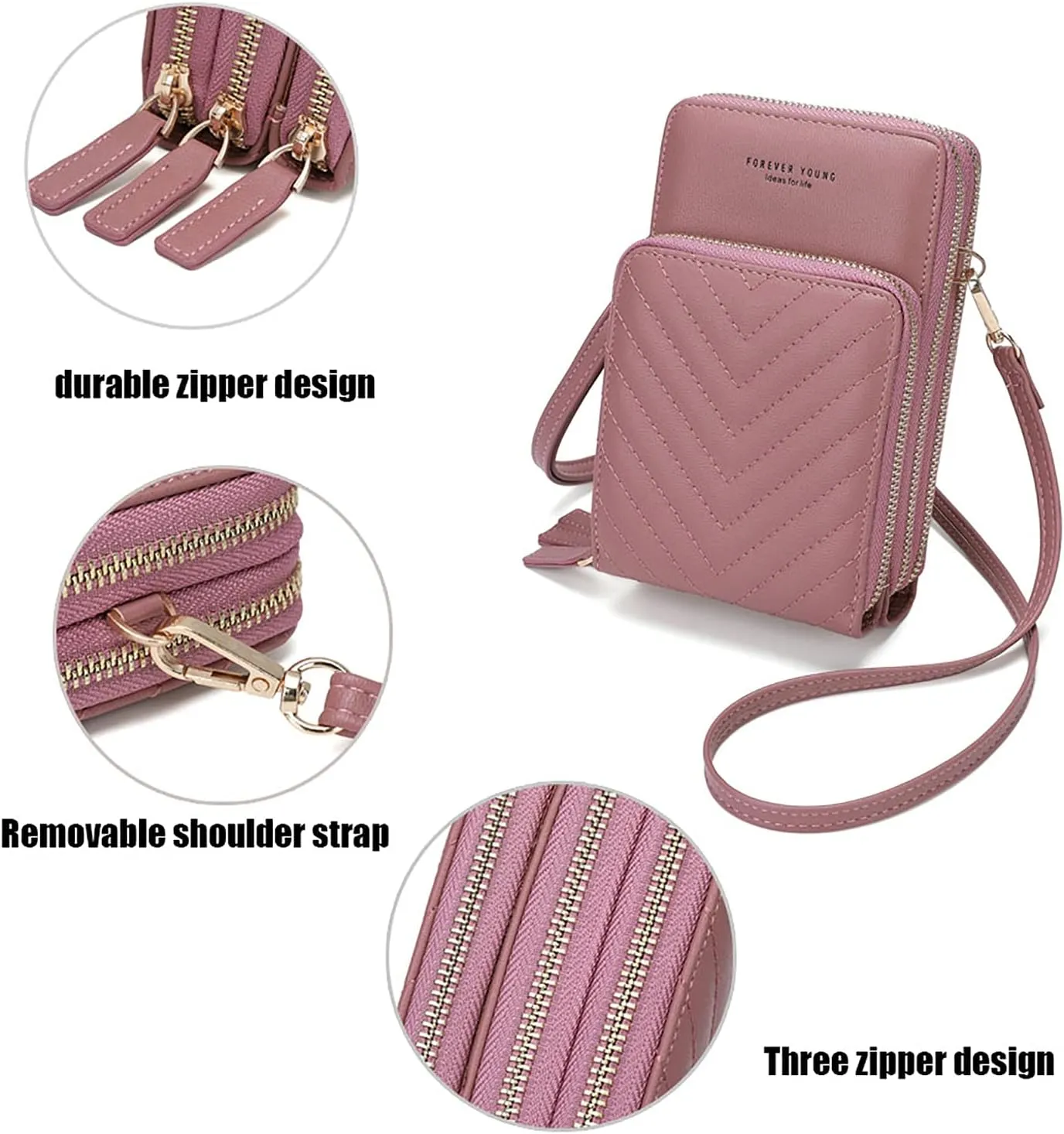myfriday Small Crossbody Cell Phone Bag for Women, Mini Over Shoulder Handbag Purse with Credit Card Slots