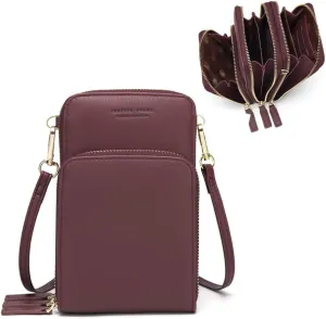 myfriday Small Crossbody Cell Phone Bag for Women, Mini Over Shoulder Handbag Purse with Credit Card Slots
